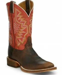 Justin Men's Caddo Stone Age Western Boots - Wide Square Toe