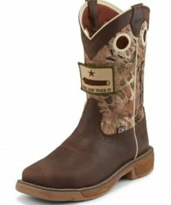 Justin Men's Stampede Grizzly Brown Western Work Boots - Steel Toe