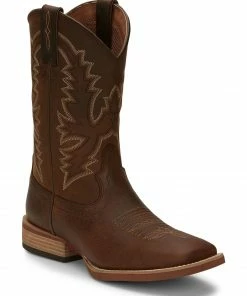 Justin Men's Tallyman Brown Western Boots - Wide Square Toe