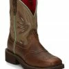 Justin Women's Nettie Tan Western Boots - Wide Square Toe