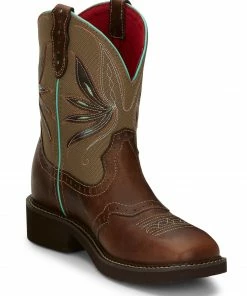 Justin Women's Nettie Tan Western Boots - Wide Square Toe 5 Justin Women's Nettie Tan Western Boots - Wide Square Toe -Justin Shop 2000292290 341 P2