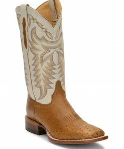 Justin Men's Pascoe Antique Saddle Western Boots - Wide Square Toe