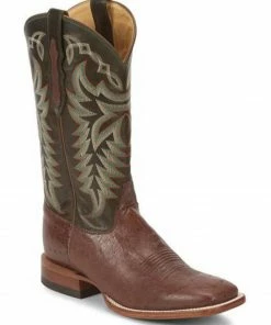 Justin Men's Pascoe Kango Smooth Ostrich Western Boots - Wide Square Toe