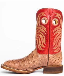 Justin Men's Cognac Ostrich Western Boots - Wide Square Toe -Justin Shop 2000306770 235 P3