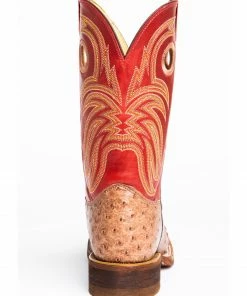 Justin Men's Cognac Ostrich Western Boots - Wide Square Toe -Justin Shop 2000306770 235 P5