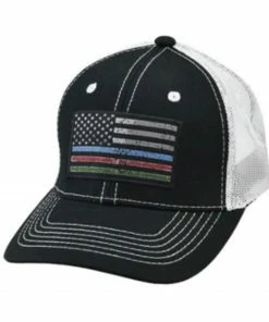 Justin Men's Front Line Flag Patch Mesh-Back Ball Cap  Black