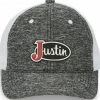 Justin Men's Heather Grey & White Logo Patch Mesh-Back Ball Cap  -Justin Shop 2000323421 070 P1