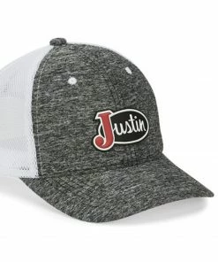 Justin Men's Heather Grey & White Logo Patch Mesh-Back Ball Cap  -Justin Shop 2000323421 070 P3