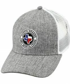 Justin Men's Heather Grey Fort Worth Texas Logo Patch Mesh-Back Ball Cap 