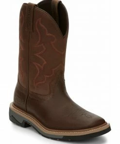 Justin Men's Carbide Western Work Boots - Soft Toe Brown