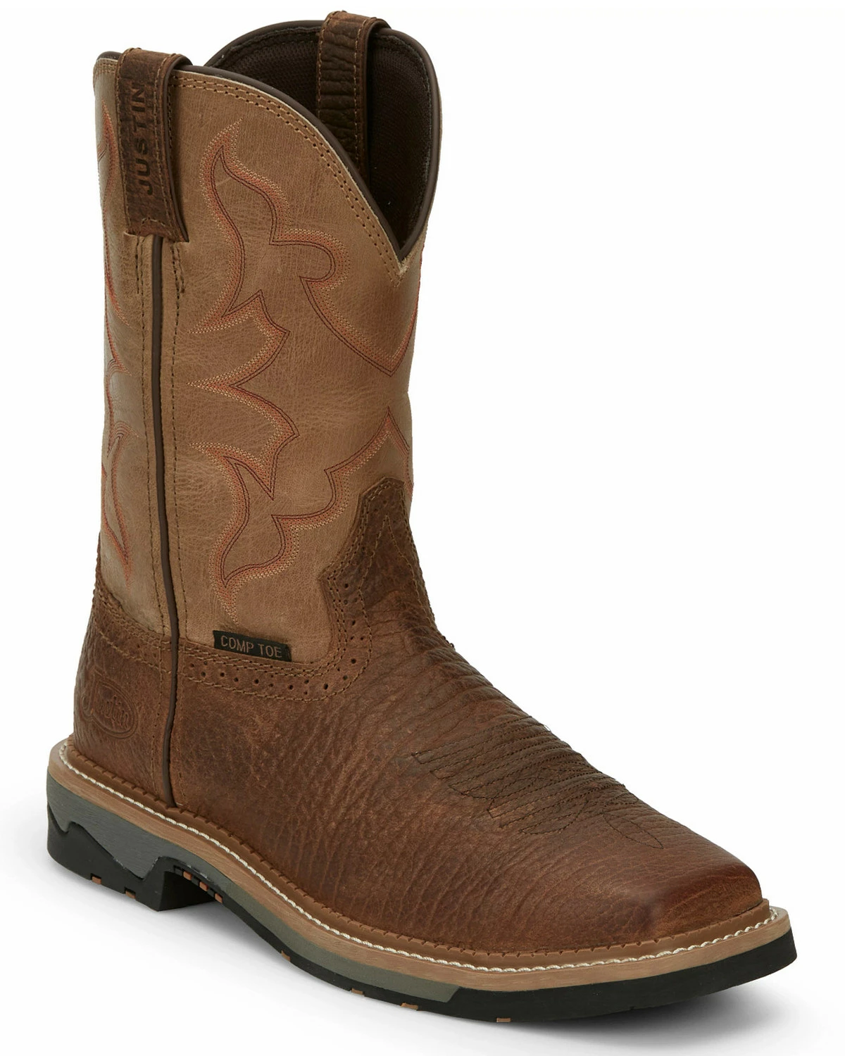 Justin Men's Carbide Western Work Boots - Composite Toe Brown 10 Justin Men's Carbide Western Work Boots - Composite Toe Brown - Image 8