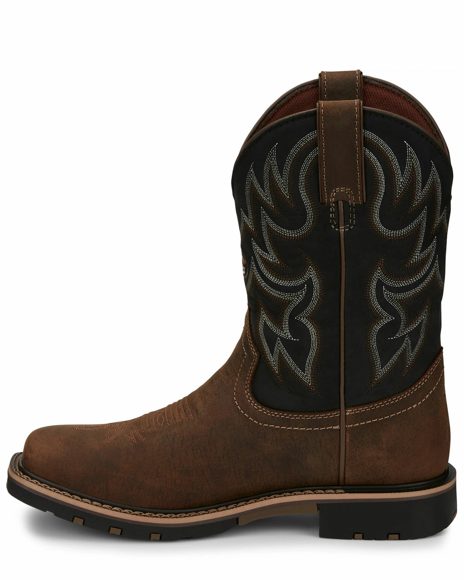 Justin Men's Fireman Black Western Boots - Square Toe 5 Justin Men's Fireman Black Western Boots - Square Toe - Image 3