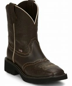 Justin Women's Mandra Brown Western Boots - Square Toe Dark Brown