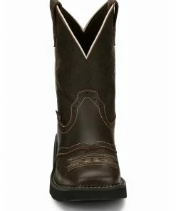 Justin Women's Mandra Brown Western Boots - Square Toe Dark Brown -Justin Shop 2000335060 201 P5