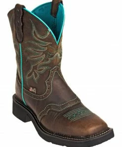 Justin Women's Mandra Chocolate Western Boots - Wide Square Toe