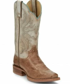 Justin Boots Women's Tan Smooth Ostrich Western Boots - Square Toe  -Justin Shop 2000339546 280 P1 1