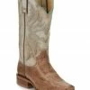 Justin Boots Women's Tan Smooth Ostrich Western Boots - Square Toe 