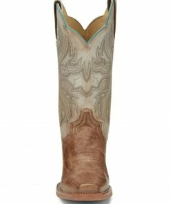 Justin Boots Women's Tan Smooth Ostrich Western Boots - Square Toe  -Justin Shop 2000339546 280 P3