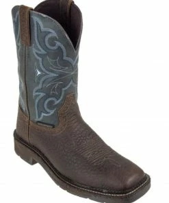 Justin Men's Amarillo Slate Waterproof Western Work Boots - Soft Toe