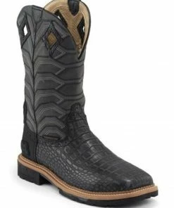 Justin Men's Derrickman Croc Print Comp Work Boots - Square Toe 