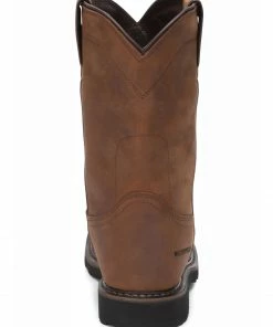 Justin Men's Wyoming Waterproof Western Work Boots - Steel Toe Brown -Justin Shop 2000340871 200 P4