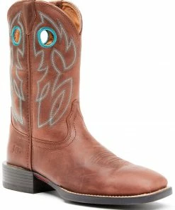 Justin Men's Brandy Bowline Cowhide Leather Western Boot - Wide Square Toe 