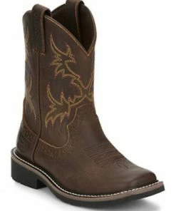 Justin Boots Boys' Dark Brown Western Boots - Square Toe