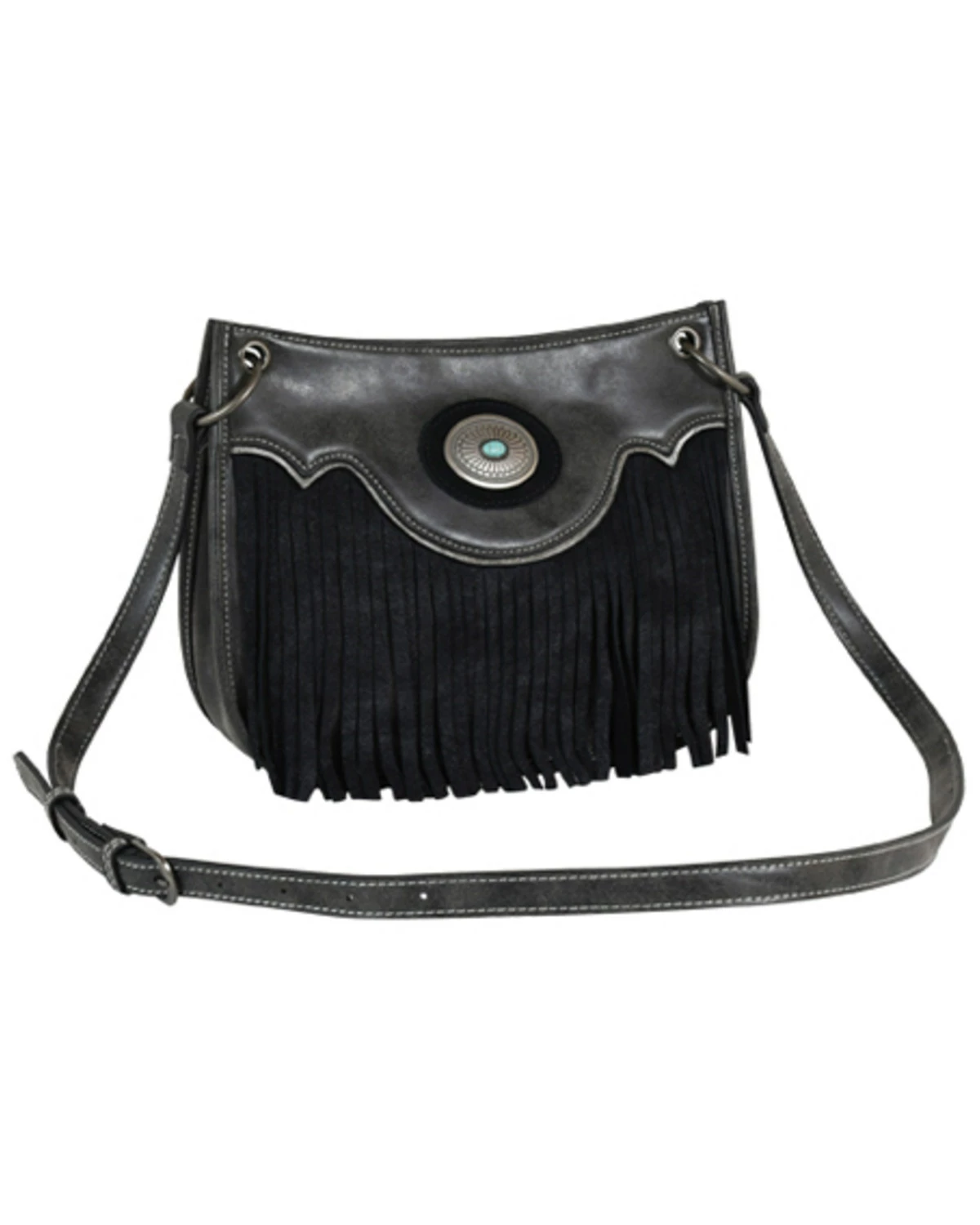 Justin Women's Graphite & Black Fringe Shoulder Bag 5 Justin Women's Graphite & Black Fringe Shoulder Bag - Image 3
