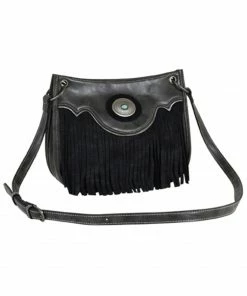 Justin Women's Graphite & Black Fringe Shoulder Bag