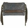 Justin Women's Brown Washed Tooled Turquoise Fringe Clutch Purse Black -Justin Shop 2000346573 001 P1