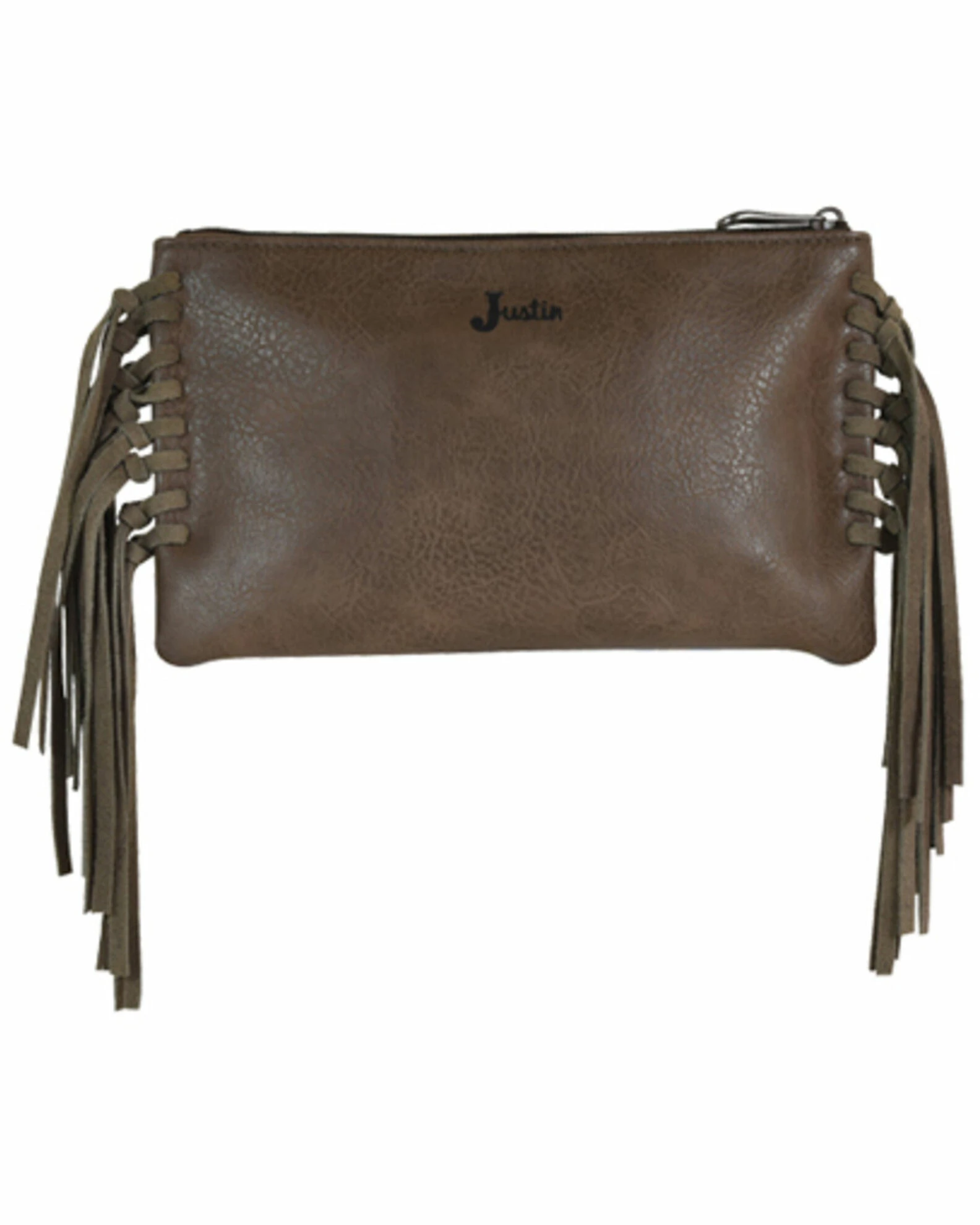 Justin Women's Brown Washed Tooled Turquoise Fringe Clutch Purse Black 4 Justin Women's Brown Washed Tooled Turquoise Fringe Clutch Purse Black - Image 2