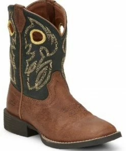 Justin Boys' Bowline Junior Western Boots - Wide Square Toe