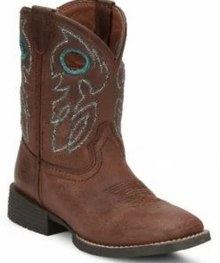 Justin Boys' Bowline Junior Western Boots - Wide Square Toe