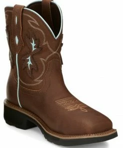 Justin Women's Chisel Waterproof Western Work Boots - Nano Composite Toe Brown -Justin Shop 2000348016 200 P1 1
