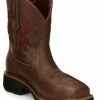 Justin Women's Lathey Western Work Boots - Nano Composite Toe Brown