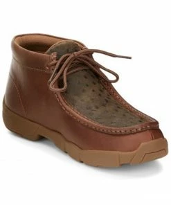 Justin Men's Cappie Brown Cowhide Leather Ostrich Vamp Casual Lace-Up Shoe - Moc Toe  -Justin Shop 2000348996 200 P1 1