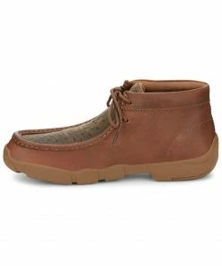 Justin Men's Cappie Brown Cowhide Leather Ostrich Vamp Casual Lace-Up Shoe - Moc Toe  -Justin Shop 2000348996 200 P3