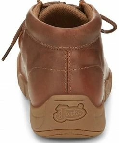 Justin Men's Cappie Brown Cowhide Leather Ostrich Vamp Casual Lace-Up Shoe - Moc Toe  -Justin Shop 2000348996 200 P5