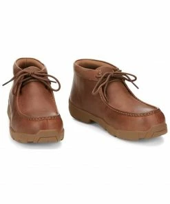 Justin Men's Cappie Brown Cowhide Leather Alloy Safety Lace-Up Shoe - Moc Toe 