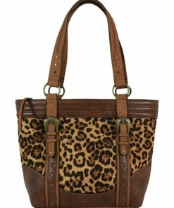Justin Women's Cheetah Print Brown Trim Tote