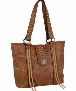 Justin Women's Brown Laced Trip Leather Tote Bag