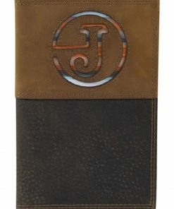 Justin Men's Rodeo Low Profile Serape Inlay Leather Wallet Brown