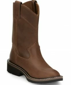 Justin Kids' Brown Roper Western Boots - Round Toe  For Unisex-Kid