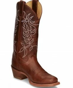Justin Women's Vickory Camel Performance Leather Western Boots - Square Toe 