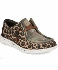 Justin Women's Hazer Leopard Camo Print Casual Shoe - Round Moc Toe