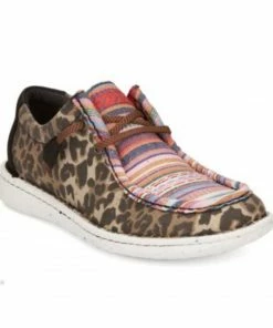 Justin Women's Hazer Leopard Serape Print Lace-Up Casual Shoe - Round Moc Toe