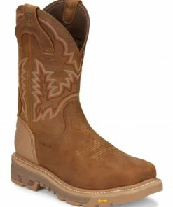 Justin Men's H20 Proof Pull-On Nano Western Work Boots - Square Toe 
