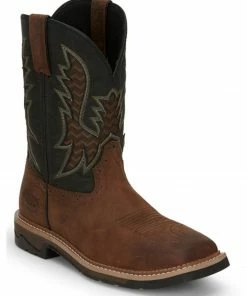 Justin Men's Stampede Bolt Soft Pull-On Western Work Boots - Square Toe 