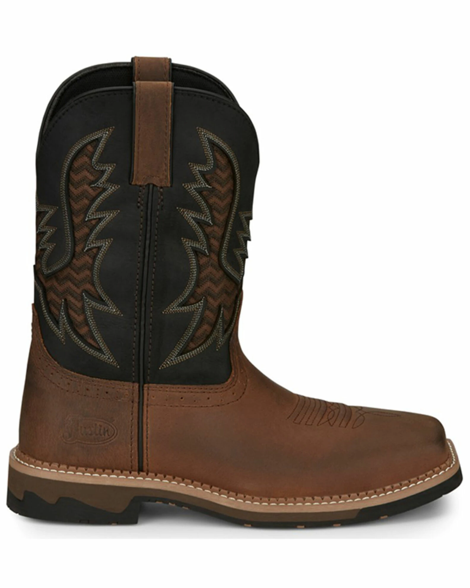 Justin Men's Stampede Bolt Soft Pull-On Western Work Boots - Square Toe 4 Justin Men's Stampede Bolt Soft Pull-On Western Work Boots - Square Toe - Image 2