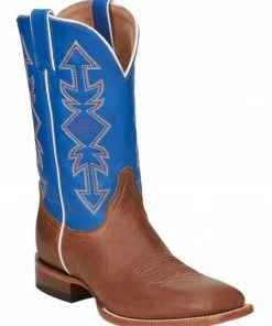 Justin Men's Tan Dayne Punchy Buckskin Leather Western Boot - Square Toe 